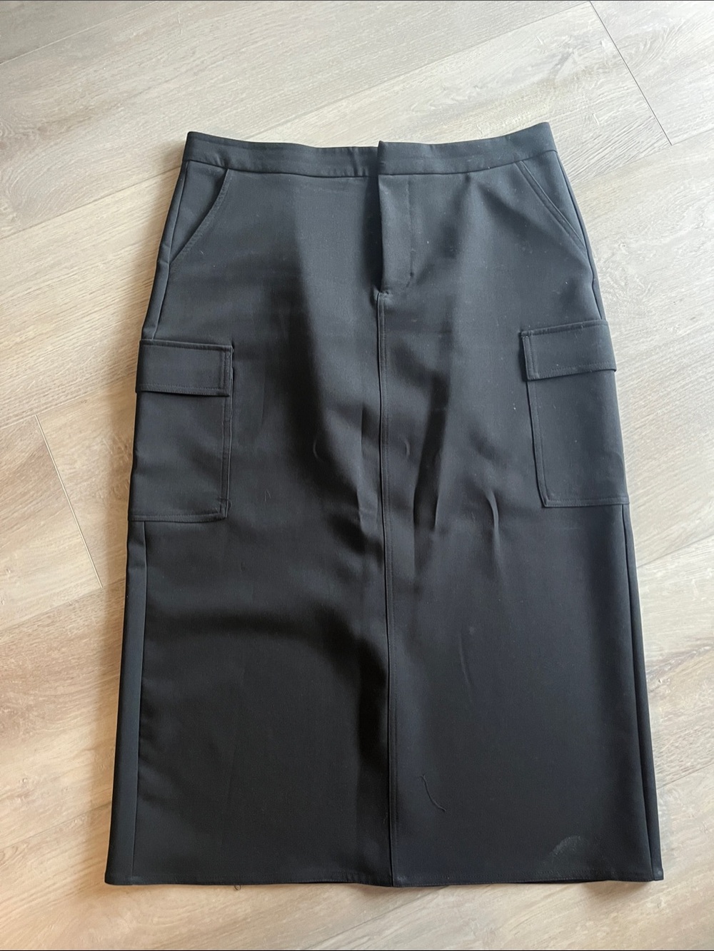 Zara Black Cargo Pocket Pencil Skirt